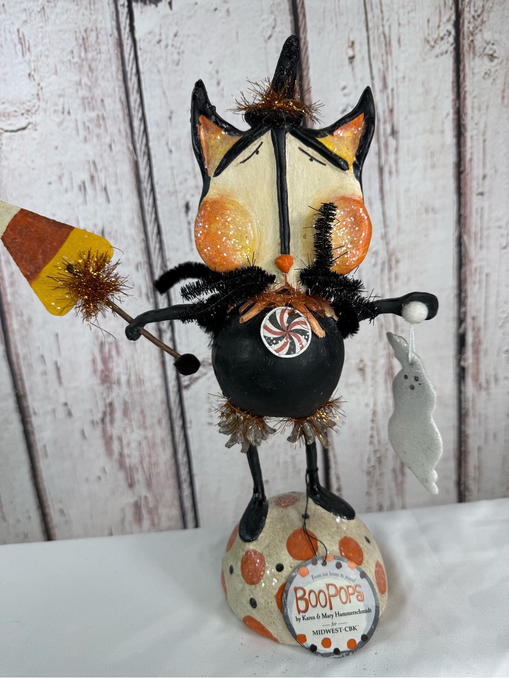BooPops Folk Art Halloween Black Cat Figure by Karen and Mary Hammerschmidt CBK
